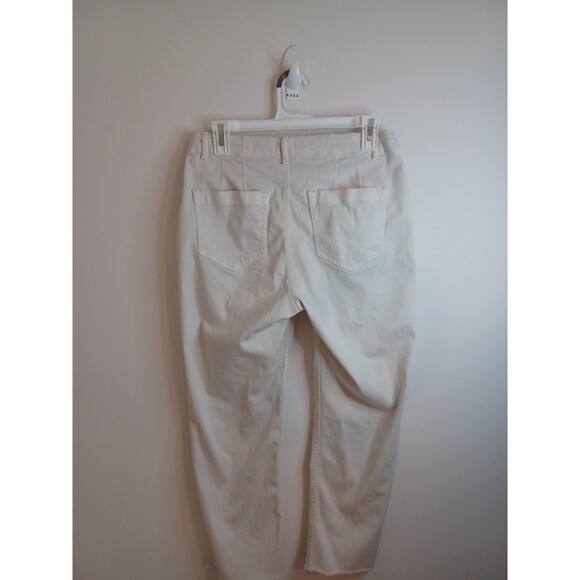 J Jill Denim Straight Leg High Rise Jeans 8 P Cream Ivory Raw Hem Cropped - Picture 7 of 8